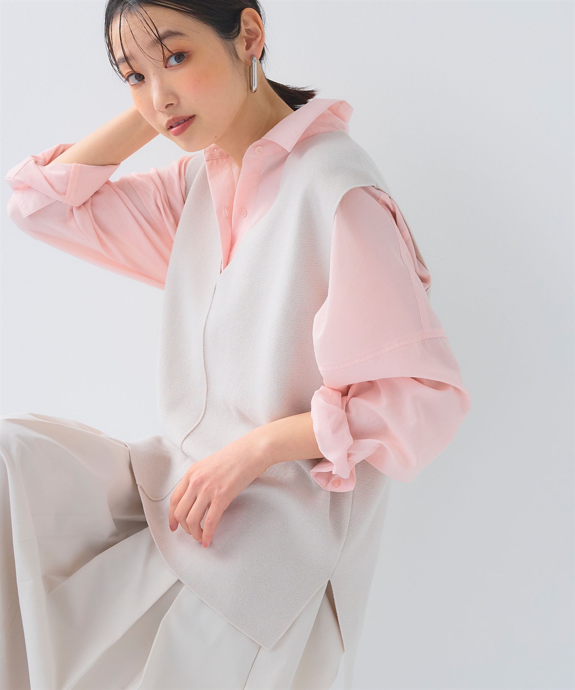 CROSS FUNCTION 《洗える》サマ美え マシュマロミラノディープVネックベスト_sub_2