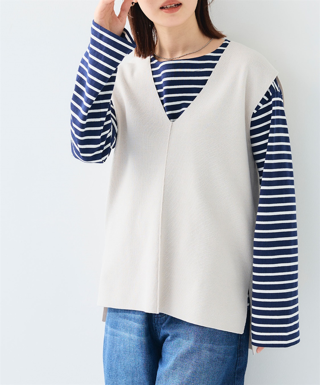 CROSS FUNCTION 《洗える》サマ美え マシュマロミラノディープVネックベスト_sub_8