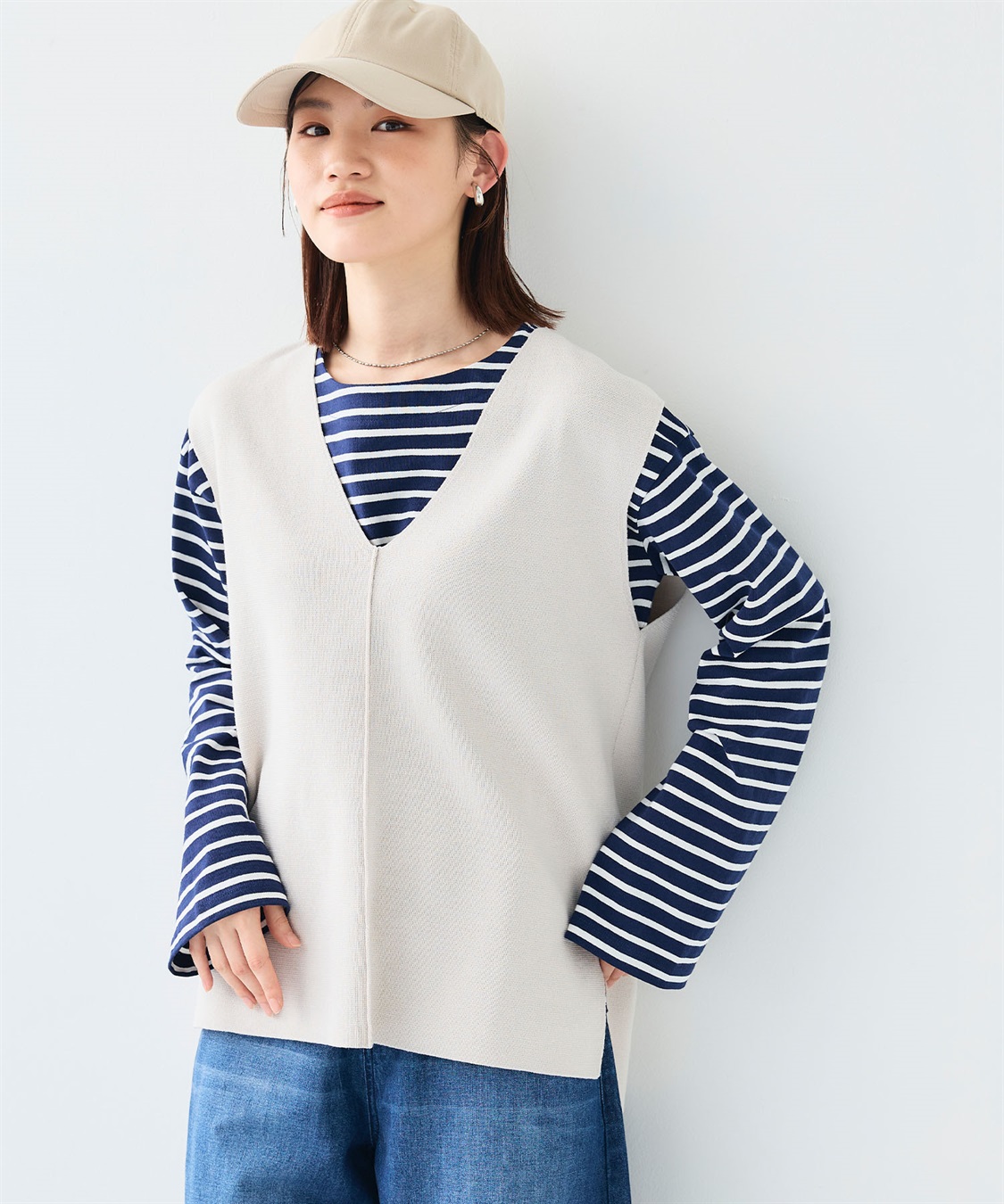 CROSS FUNCTION 《洗える》サマ美え マシュマロミラノディープVネックベスト_sub_9