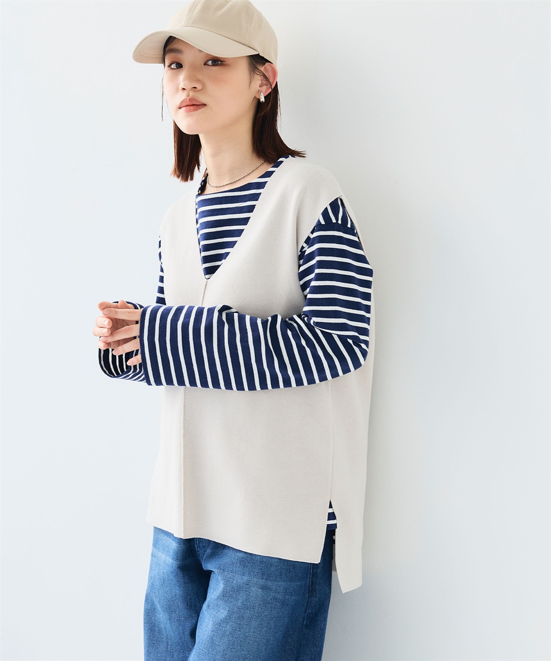 CROSS FUNCTION 《洗える》サマ美え マシュマロミラノディープVネックベスト_sub_10