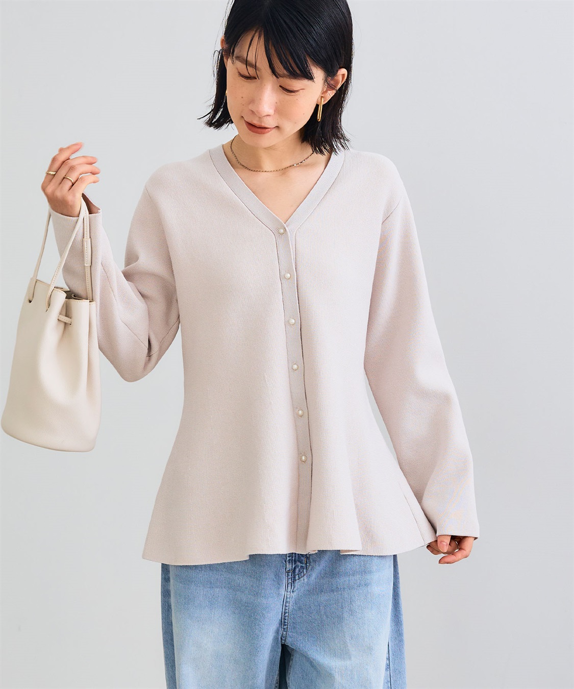 美品 22SS プランテーション メランジFLAT/カーディガン M 綿麻 美品 22SS プランテーション メランジFLAT/カーディガン M 綿麻