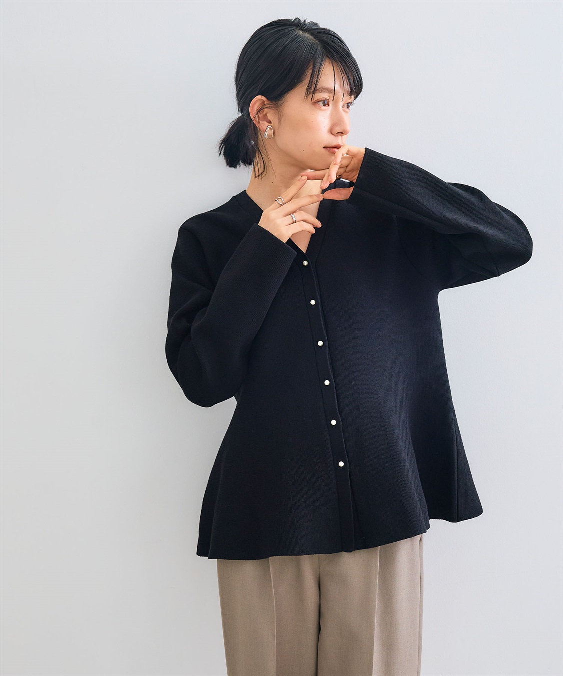 CROSS FUNCTION 《洗える》サマ美え マシュマロミラノAラインペプラムカーディガン_sub_2