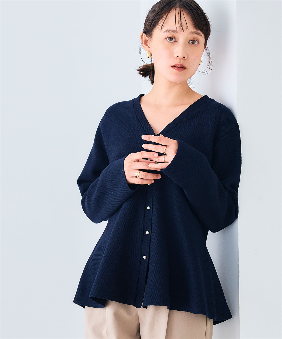 CROSS FUNCTION 《洗える》サマ美え マシュマロミラノAラインペプラムカーディガン_sub_5