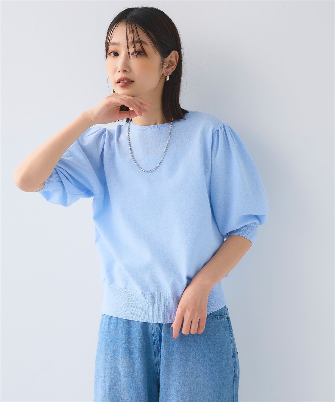 CROSS FUNCTION 《UV/洗える》サマナチュラ パフスリーブ半袖ニット_sub_3