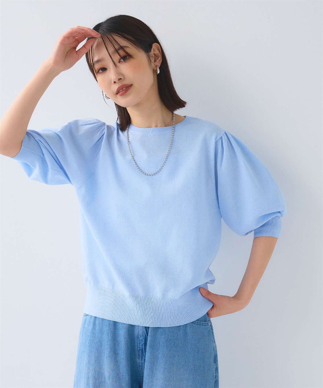 CROSS FUNCTION 《UV/洗える》サマナチュラ パフスリーブ半袖ニット_sub_4