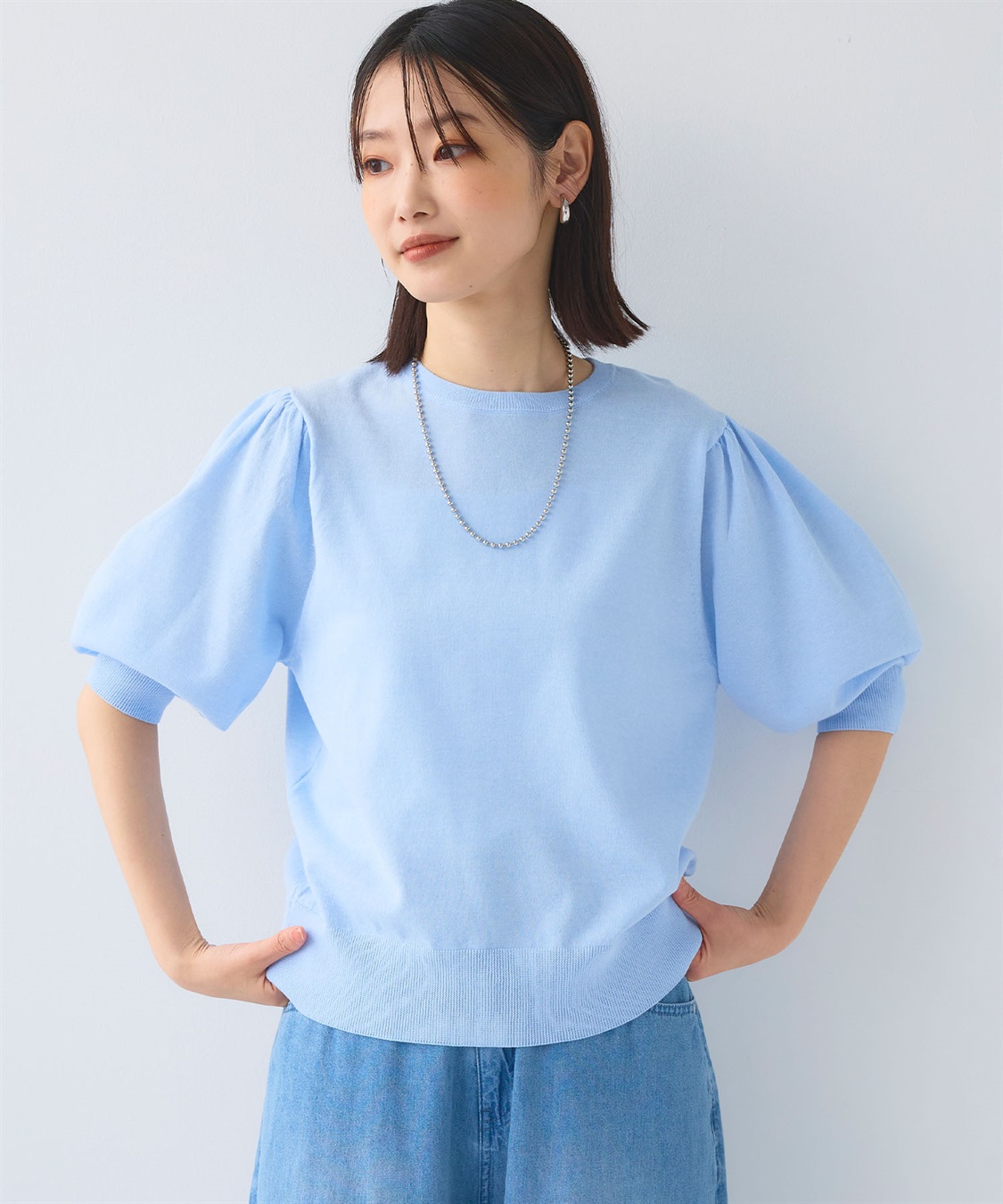 CROSS FUNCTION 《UV/洗える》サマナチュラ パフスリーブ半袖ニット_sub_5