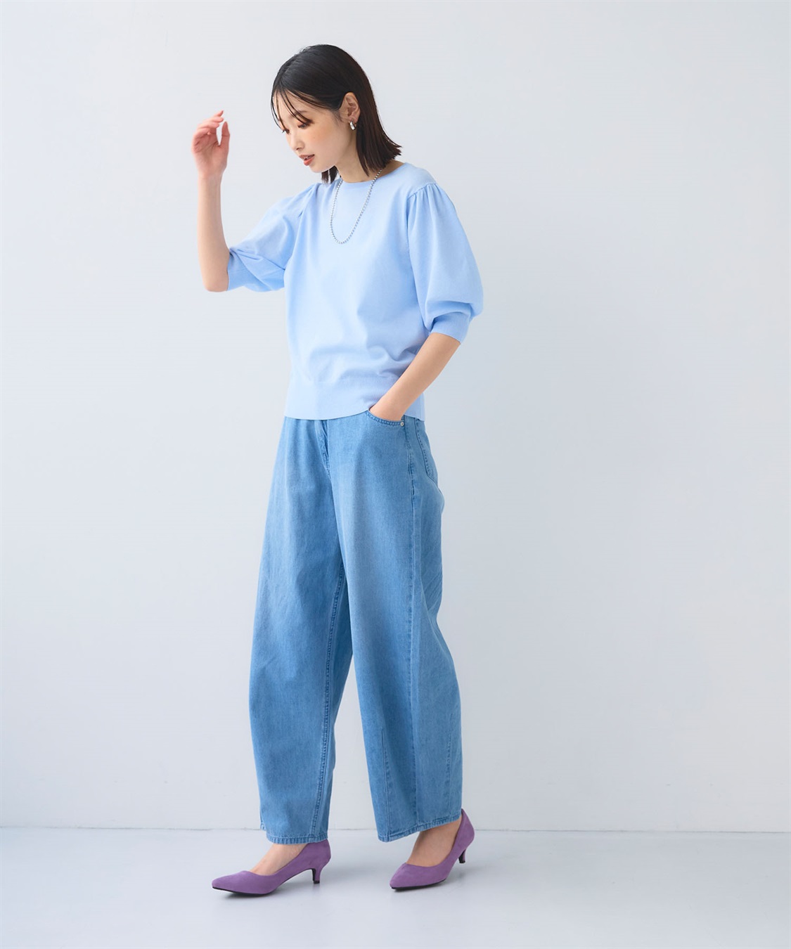 CROSS FUNCTION 《UV/洗える》サマナチュラ パフスリーブ半袖ニット_sub_6