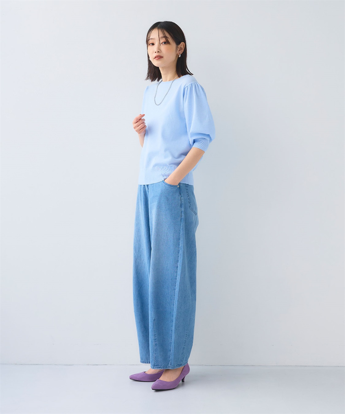 CROSS FUNCTION 《UV/洗える》サマナチュラ パフスリーブ半袖ニット_sub_7