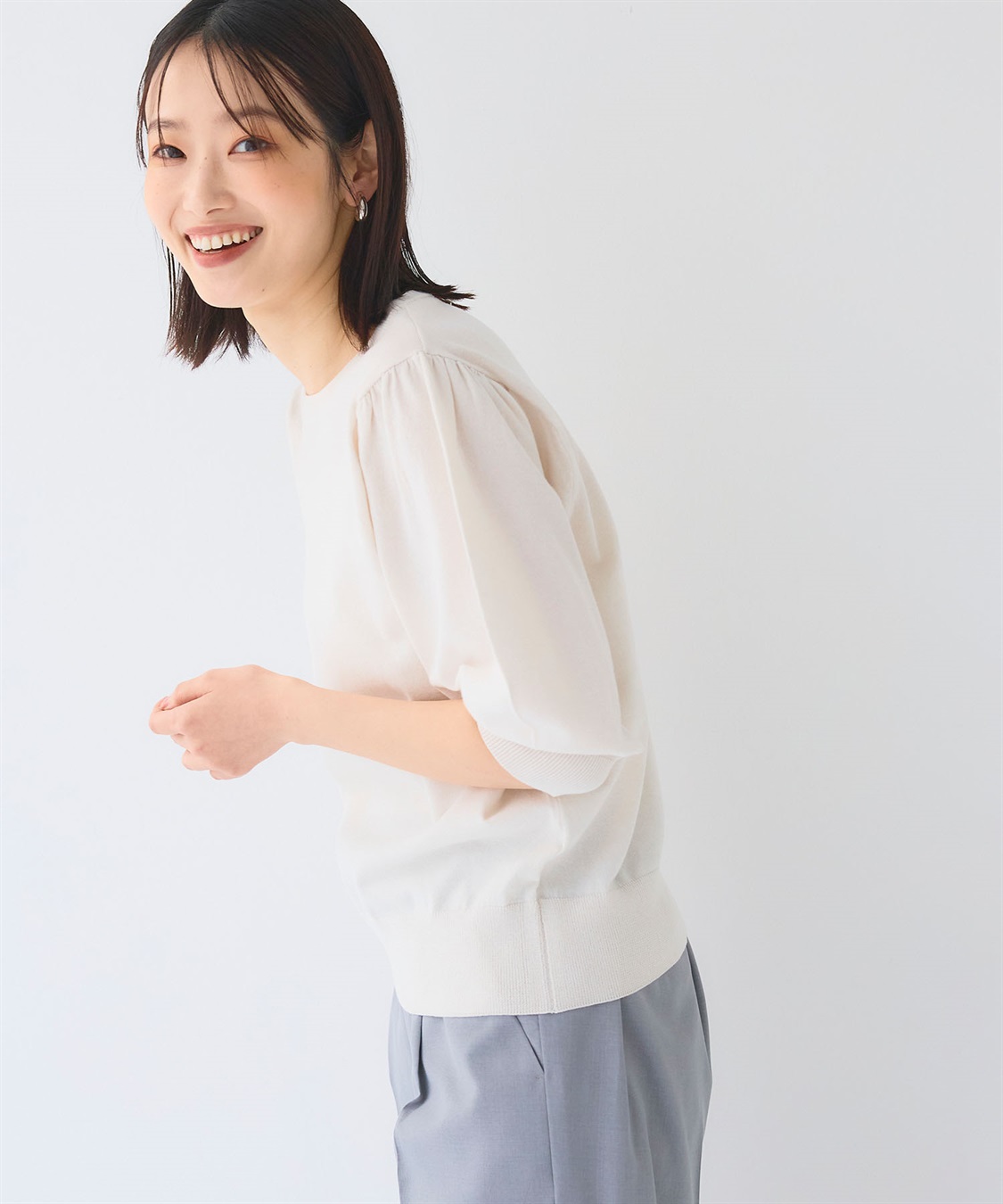 CROSS FUNCTION 《UV/洗える》サマナチュラ パフスリーブ半袖ニット_sub_11