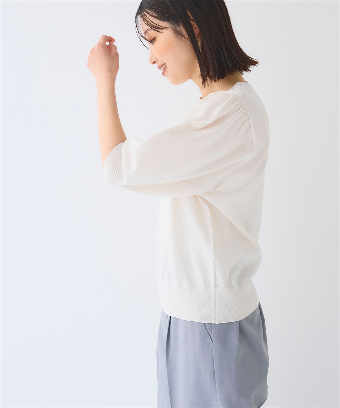 CROSS FUNCTION 《UV/洗える》サマナチュラ パフスリーブ半袖ニット_sub_12