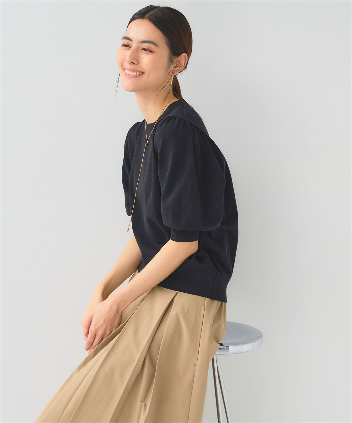 CROSS FUNCTION 《UV/洗える》サマナチュラ パフスリーブ半袖ニット_sub_18