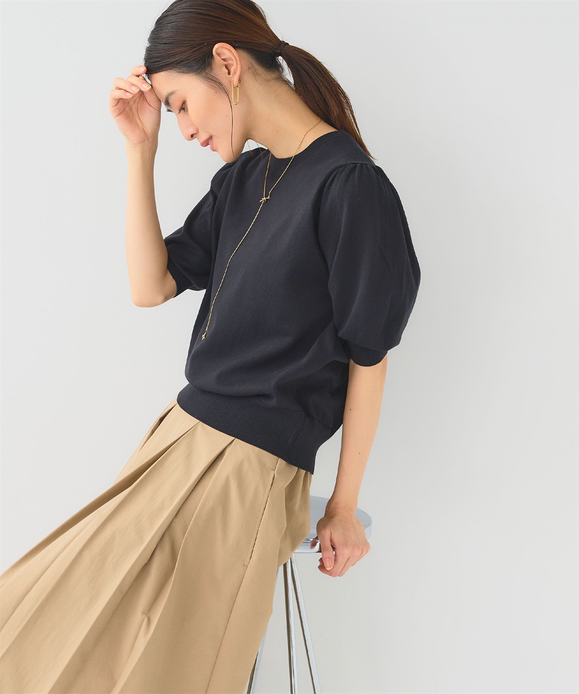 CROSS FUNCTION 《UV/洗える》サマナチュラ パフスリーブ半袖ニット_sub_19