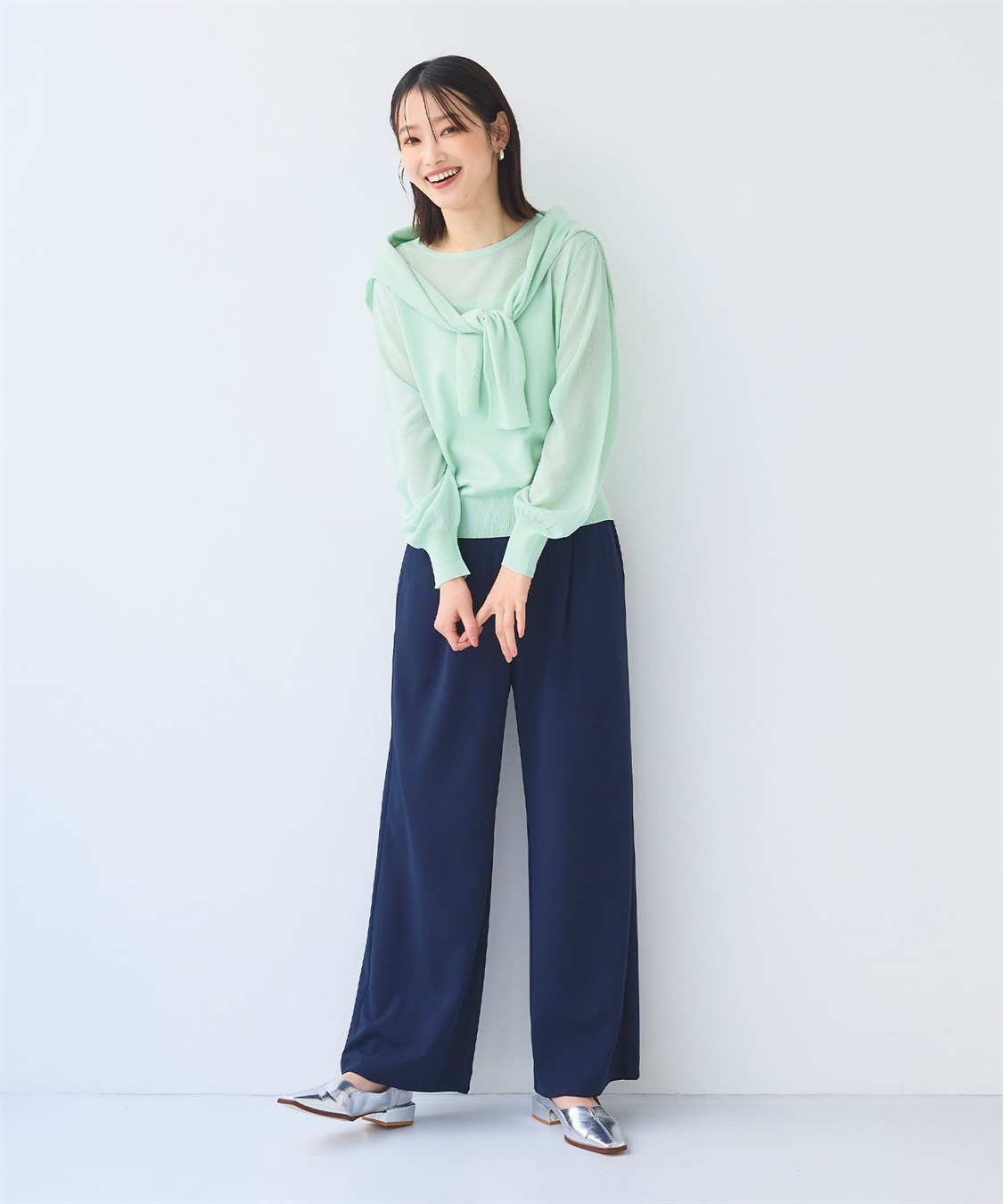 CROSS FUNCTION 《洗える》サマナチュラ シアー切り替えパフスリーブニットトップス_sub_6