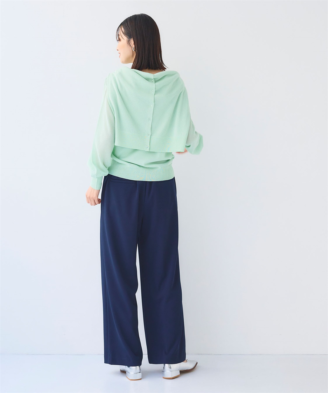 CROSS FUNCTION 《洗える》サマナチュラ シアー切り替えパフスリーブニットトップス_sub_7