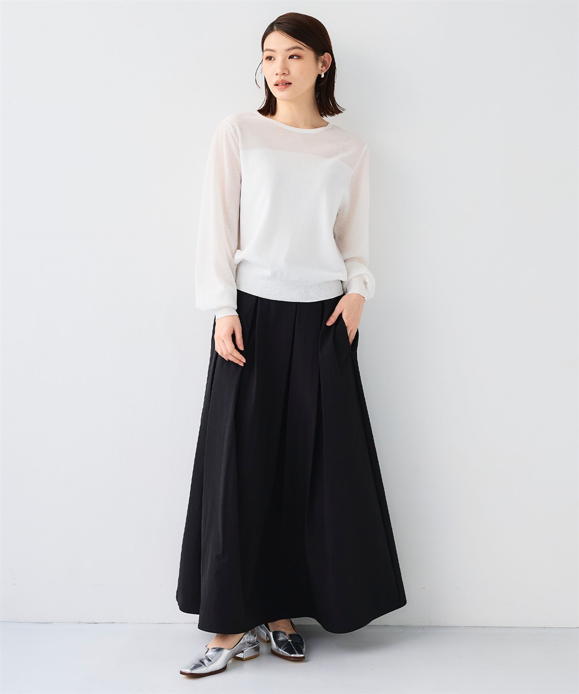 CROSS FUNCTION 《洗える》サマナチュラ シアー切り替えパフスリーブニットトップス_sub_18