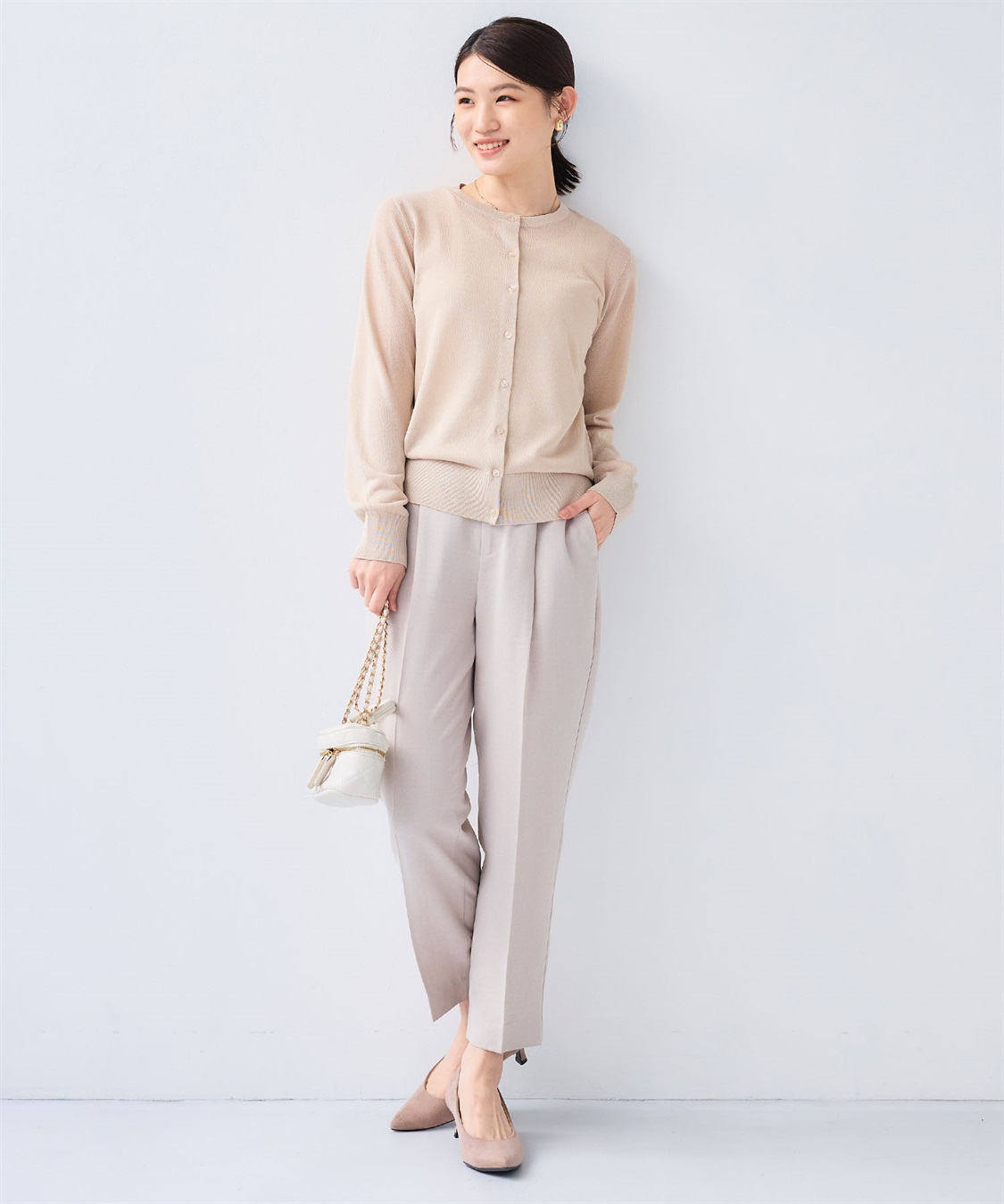 CROSS FUNCTION 《洗える》サマナチュラクルーネックシアーニットカーディガン_sub_9