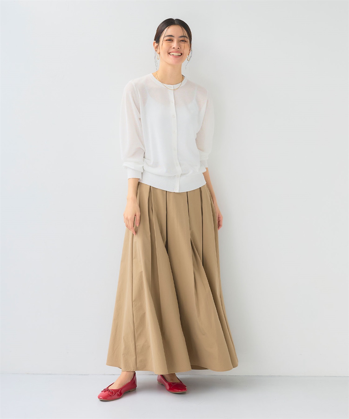 CROSS FUNCTION 《洗える》サマナチュラクルーネックシアーニットカーディガン_sub_13