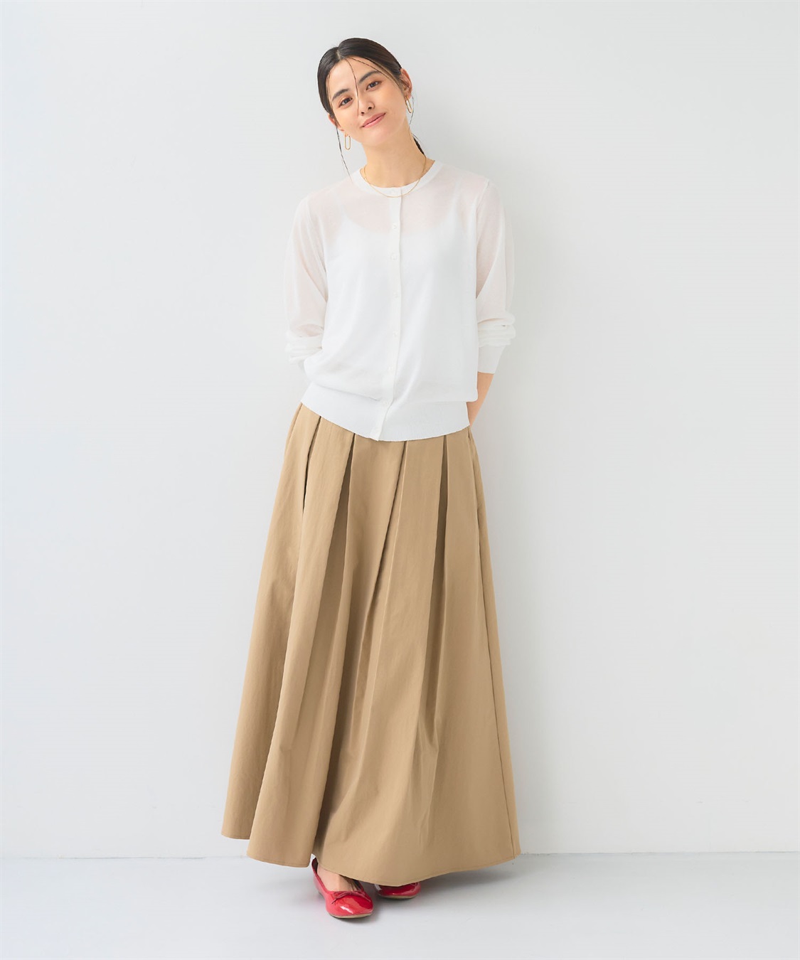 CROSS FUNCTION 《洗える》サマナチュラクルーネックシアーニットカーディガン_sub_14