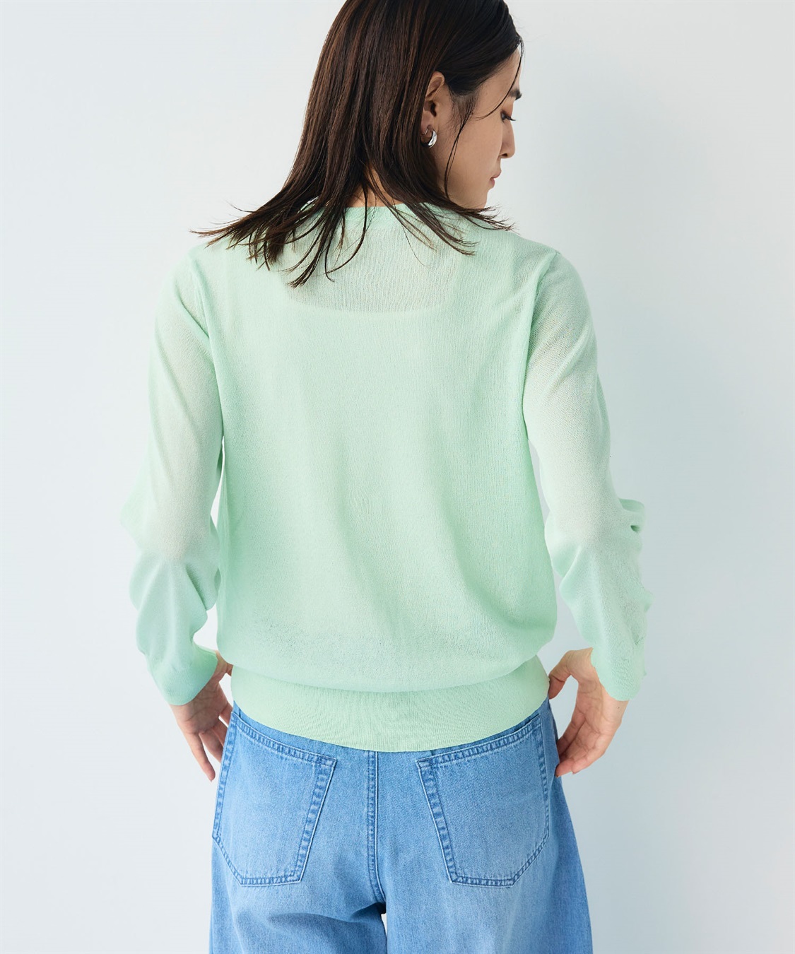 CROSS FUNCTION 《洗える》サマナチュラクルーネックシアーニットカーディガン_sub_22