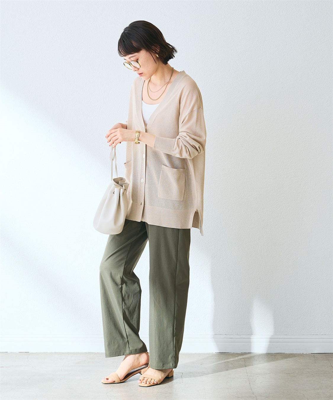 CROSS FUNCTION 《洗える》サマナチュラ オーバーサイズシアーVネックニットカーディガン_sub_8