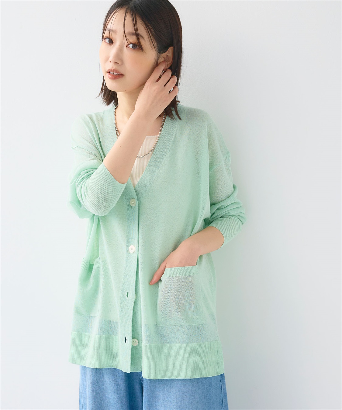 CROSS FUNCTION 《洗える》サマナチュラ オーバーサイズシアーVネックニットカーディガン_sub_16