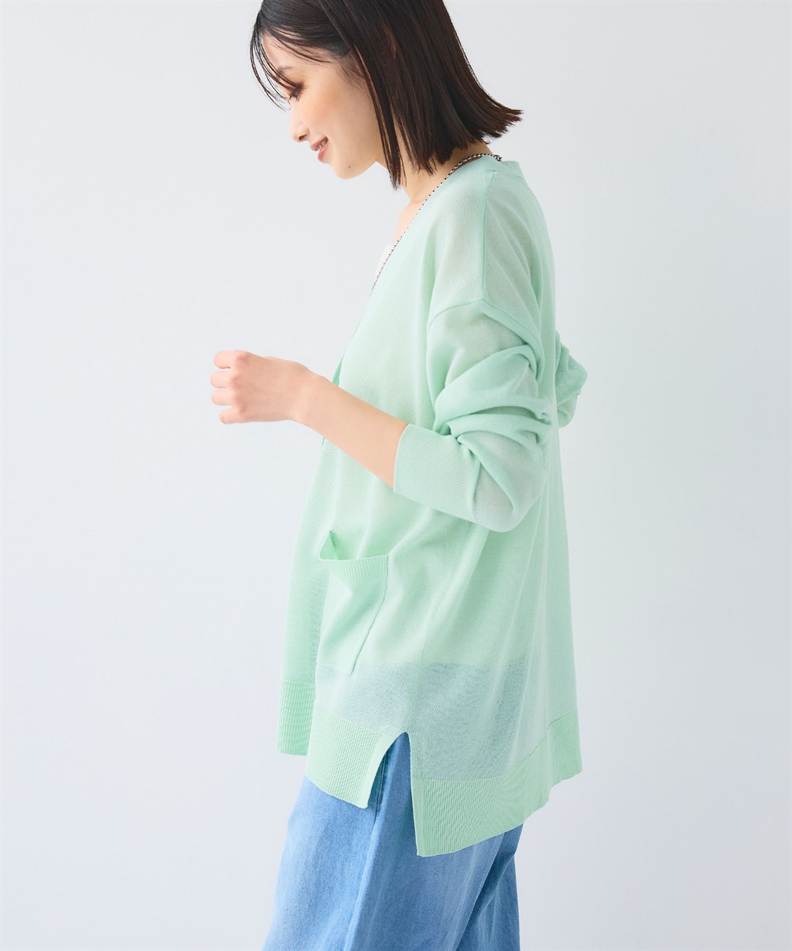 CROSS FUNCTION 《洗える》サマナチュラ オーバーサイズシアーVネックニットカーディガン_sub_18