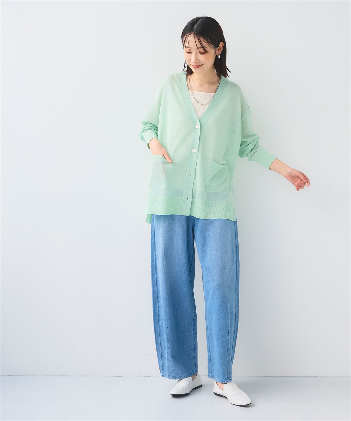 CROSS FUNCTION 《洗える》サマナチュラ オーバーサイズシアーVネックニットカーディガン_sub_19