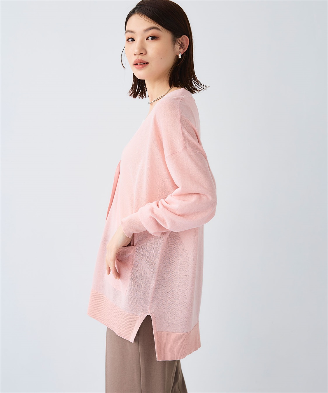 CROSS FUNCTION 《洗える》サマナチュラ オーバーサイズシアーVネックニットカーディガン_sub_21