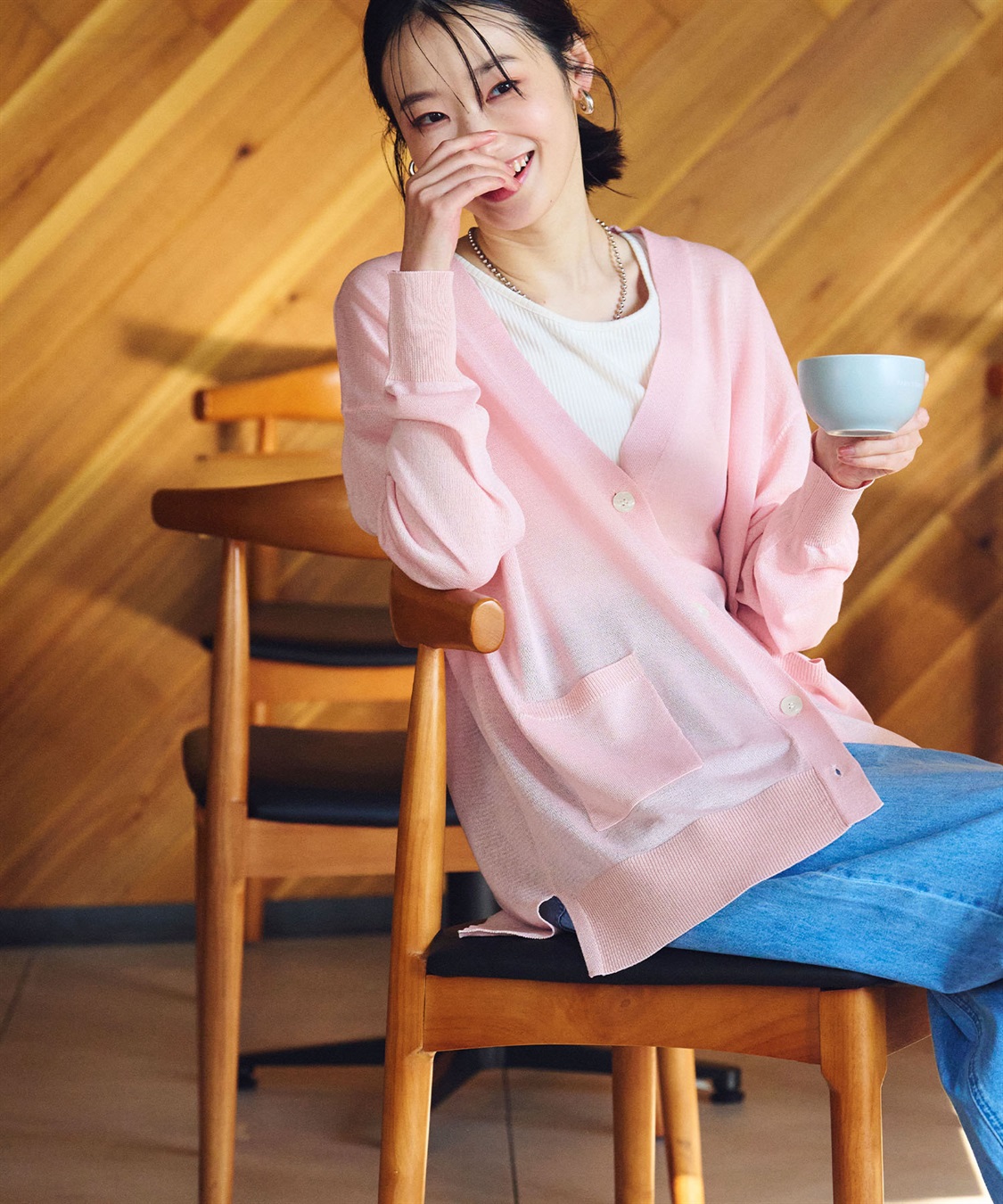 CROSS FUNCTION 《洗える》サマナチュラ オーバーサイズシアーVネックニットカーディガン_sub_23