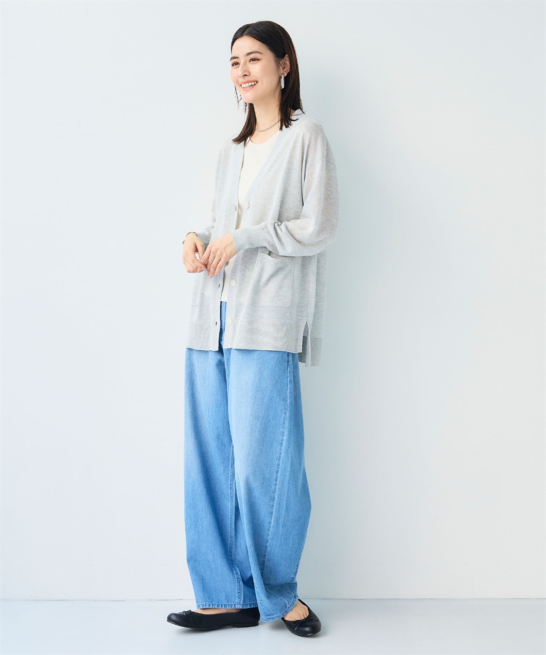 CROSS FUNCTION 《洗える》サマナチュラ オーバーサイズシアーVネックニットカーディガン_sub_25