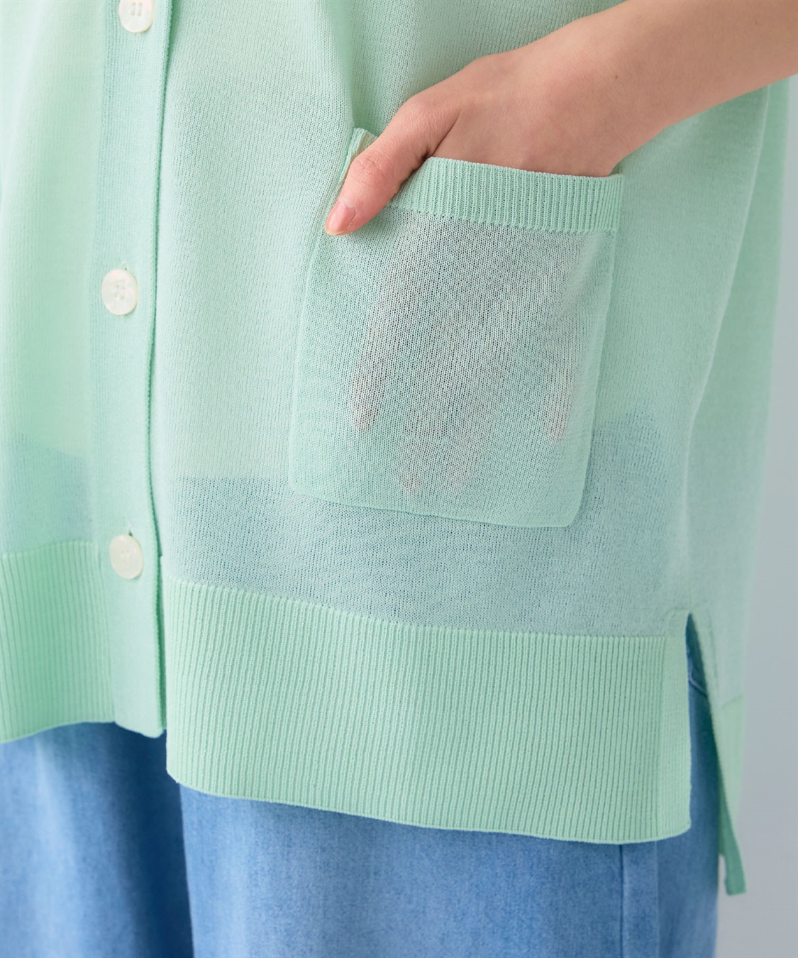 CROSS FUNCTION 《洗える》サマナチュラ オーバーサイズシアーVネックニットカーディガン_sub_27