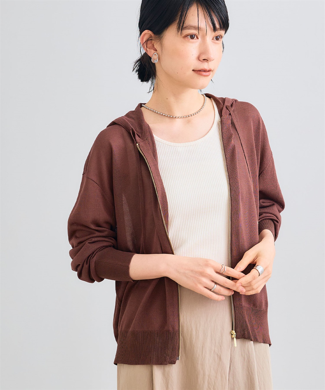 CROSS FUNCTION 《洗える》サマナチュラ シアーニットZIPパーカー_sub_4