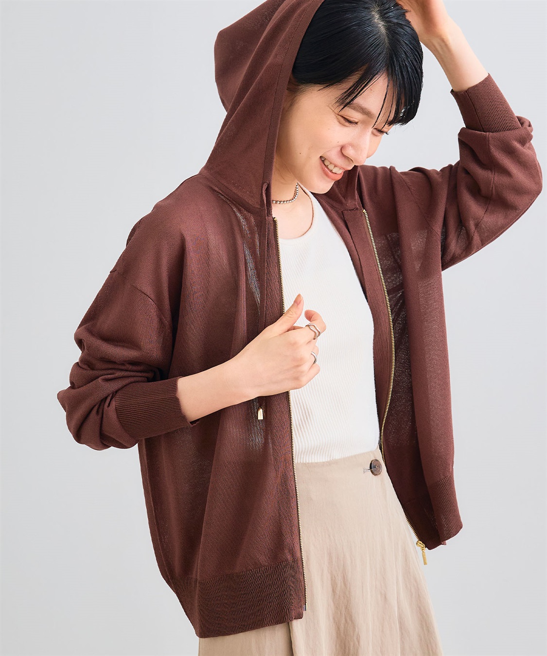 CROSS FUNCTION 《洗える》サマナチュラ シアーニットZIPパーカー_sub_5