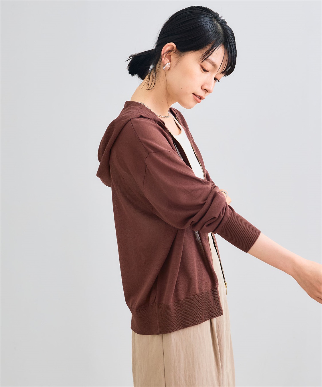 CROSS FUNCTION 《洗える》サマナチュラ シアーニットZIPパーカー_sub_6