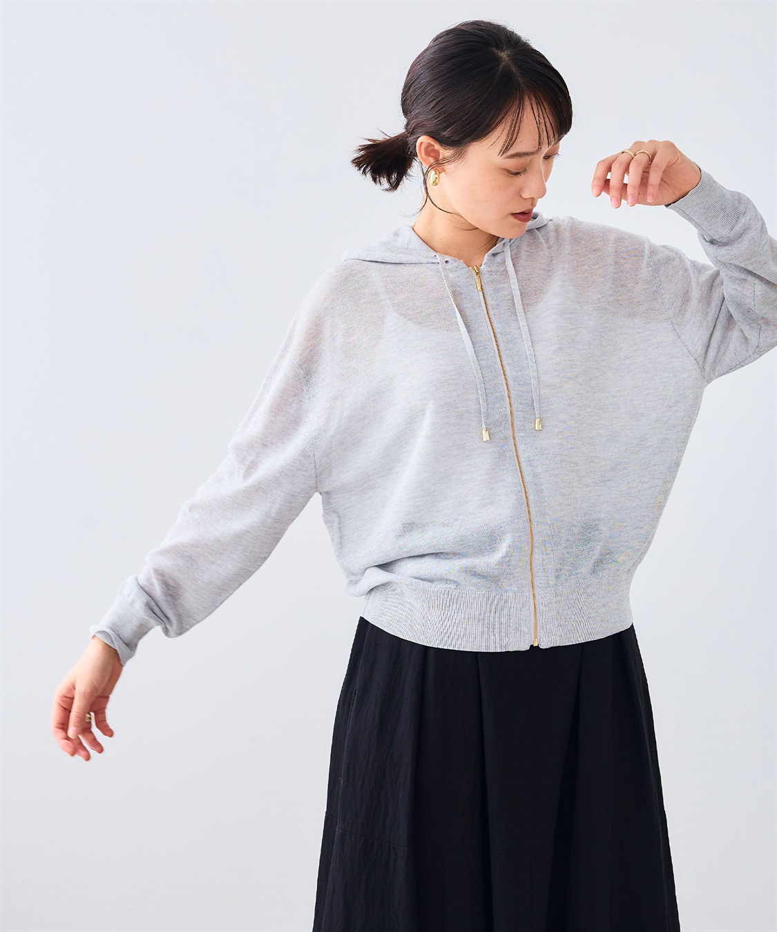 CROSS FUNCTION 《洗える》サマナチュラ シアーニットZIPパーカー_sub_9