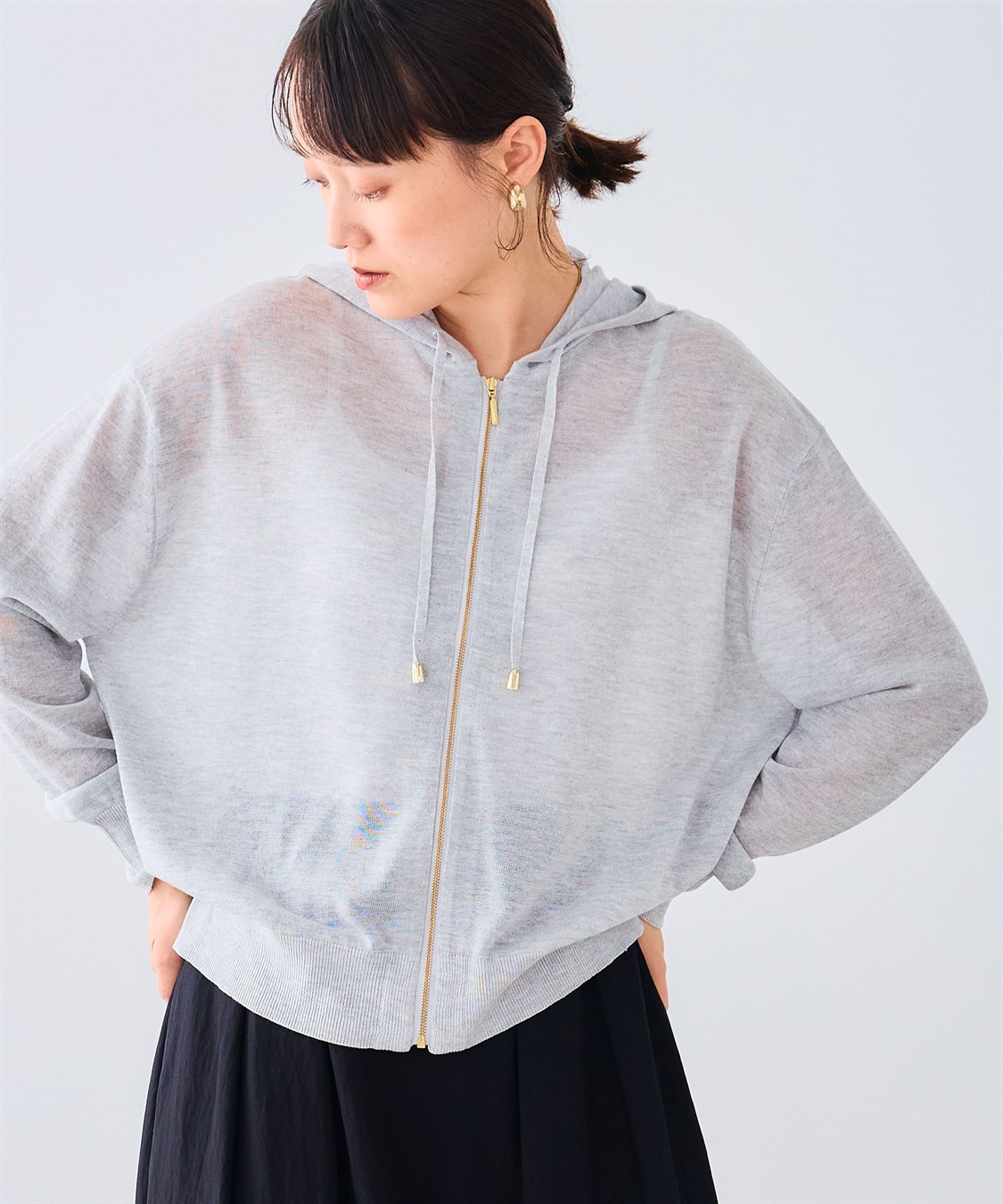 CROSS FUNCTION 《洗える》サマナチュラ シアーニットZIPパーカー_sub_11