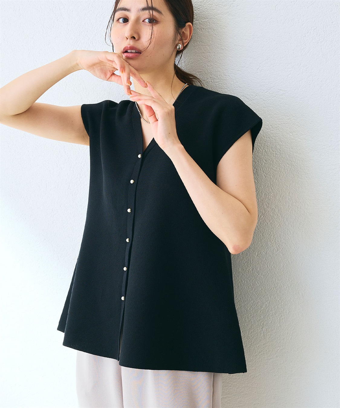 CROSS FUNCTION 《マシンウォッシャブル》サマ美え ペプラムニットベスト_sub_5