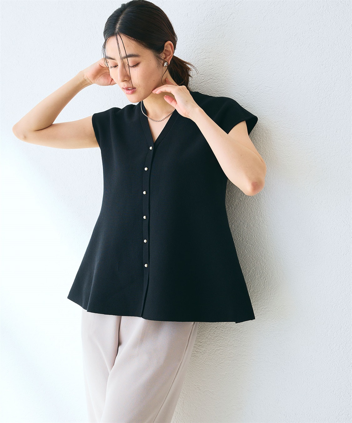 CROSS FUNCTION 《マシンウォッシャブル》サマ美え ペプラムニットベスト_sub_6