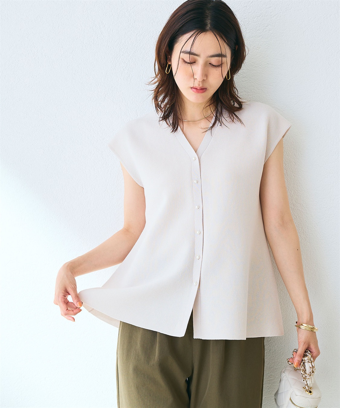 CROSS FUNCTION 《マシンウォッシャブル》サマ美え ペプラムニットベスト_sub_18