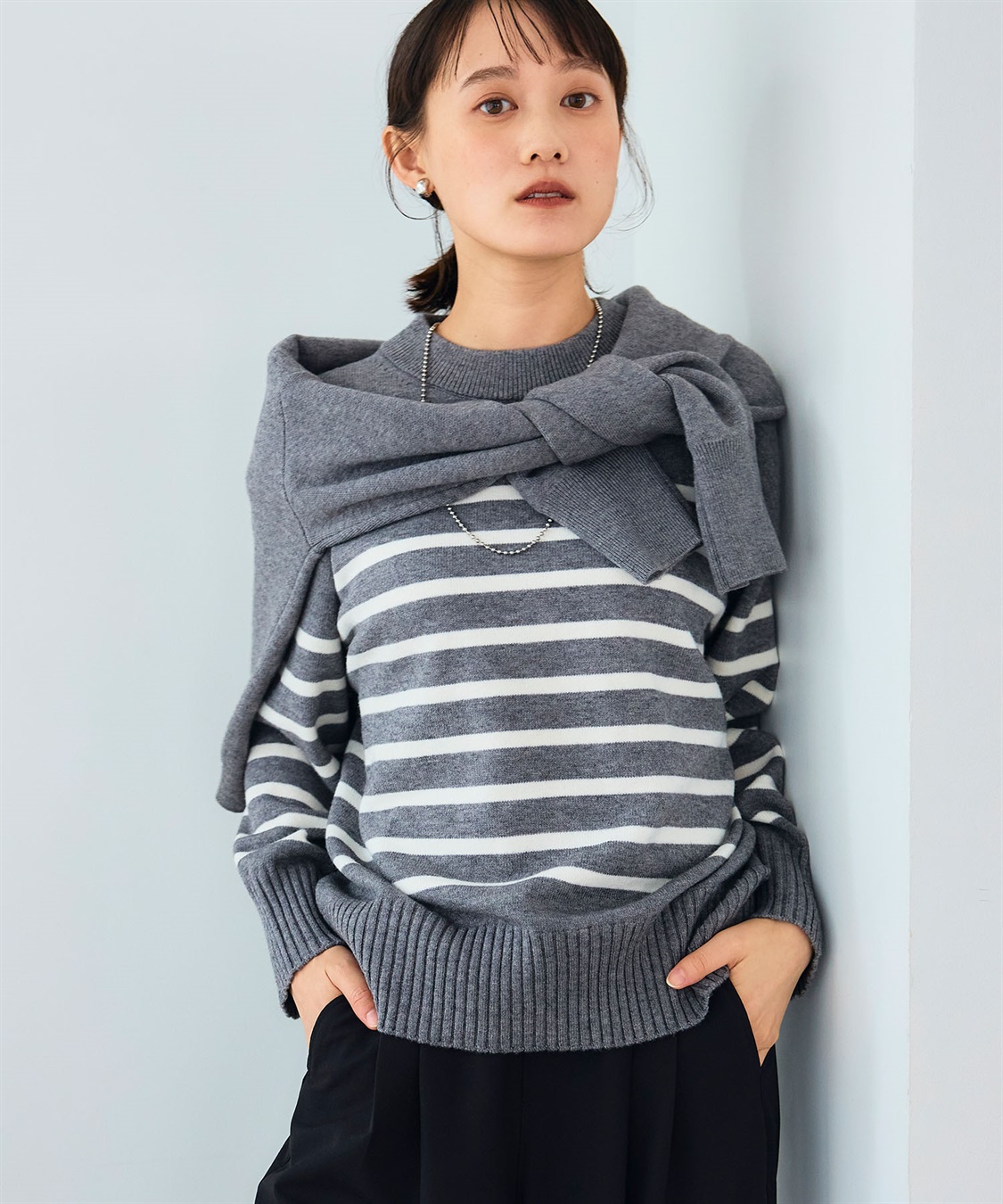 CROSS FUNCTION 《洗える》エブ楽 バックスリットニット_sub_2