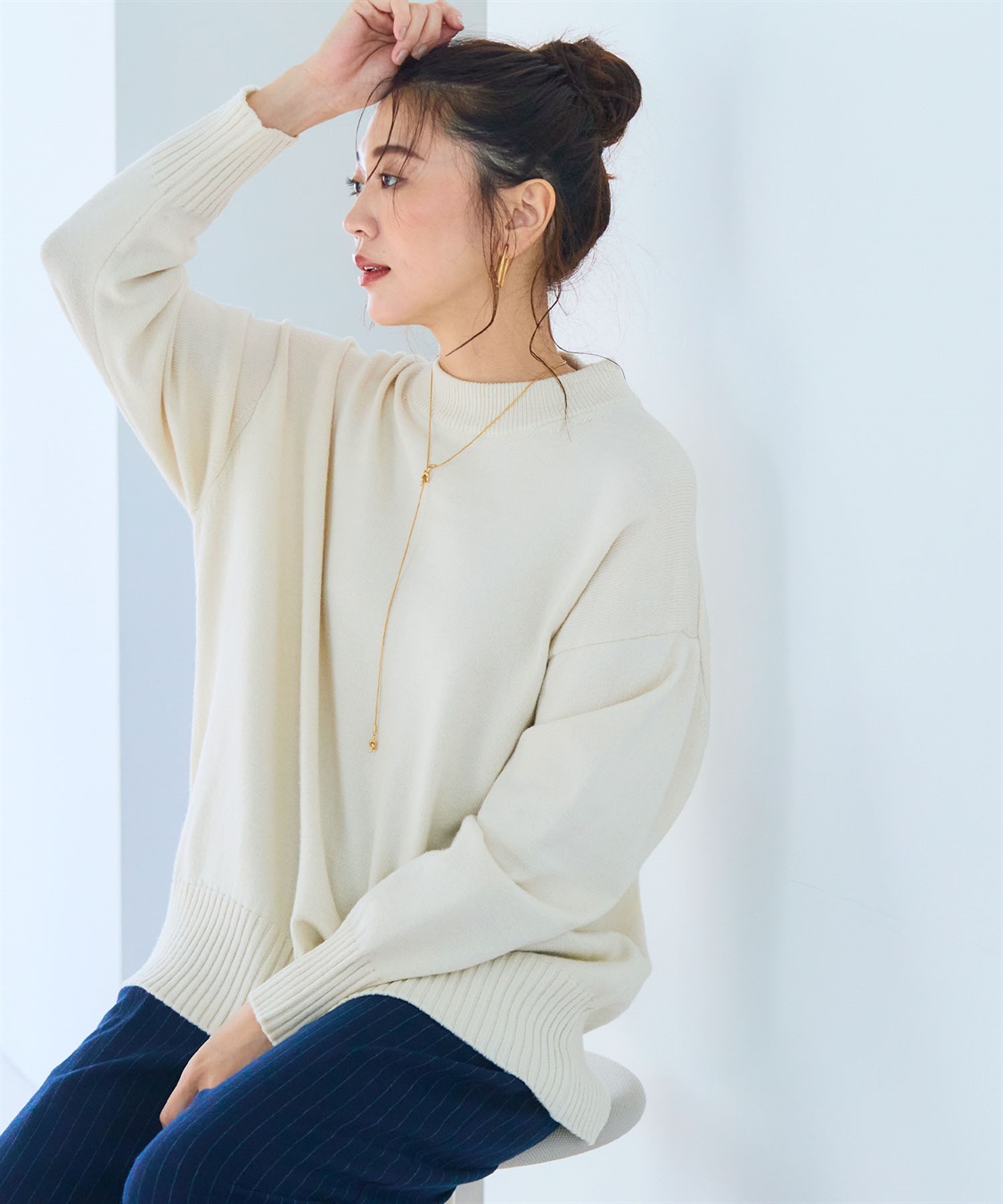 CROSS FUNCTION 《洗える》エブ楽 バックスリットニット_sub_7