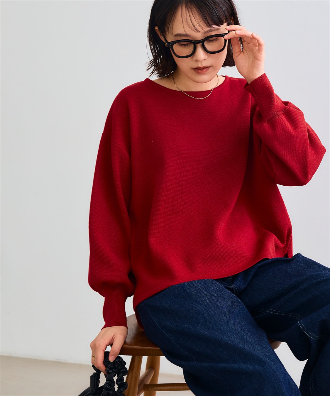 CROSS FUNCTION 《洗える》サマ美え スウェットライクバルーンスリーブニット_sub_2