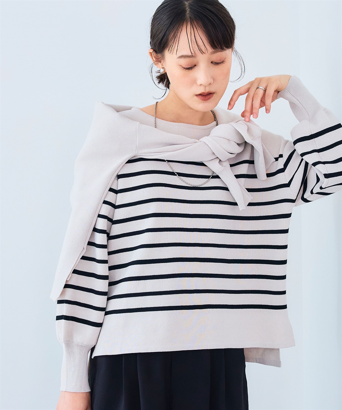 CROSS FUNCTION 《洗える》サマ美え スウェットライクバルーンスリーブニット_sub_3