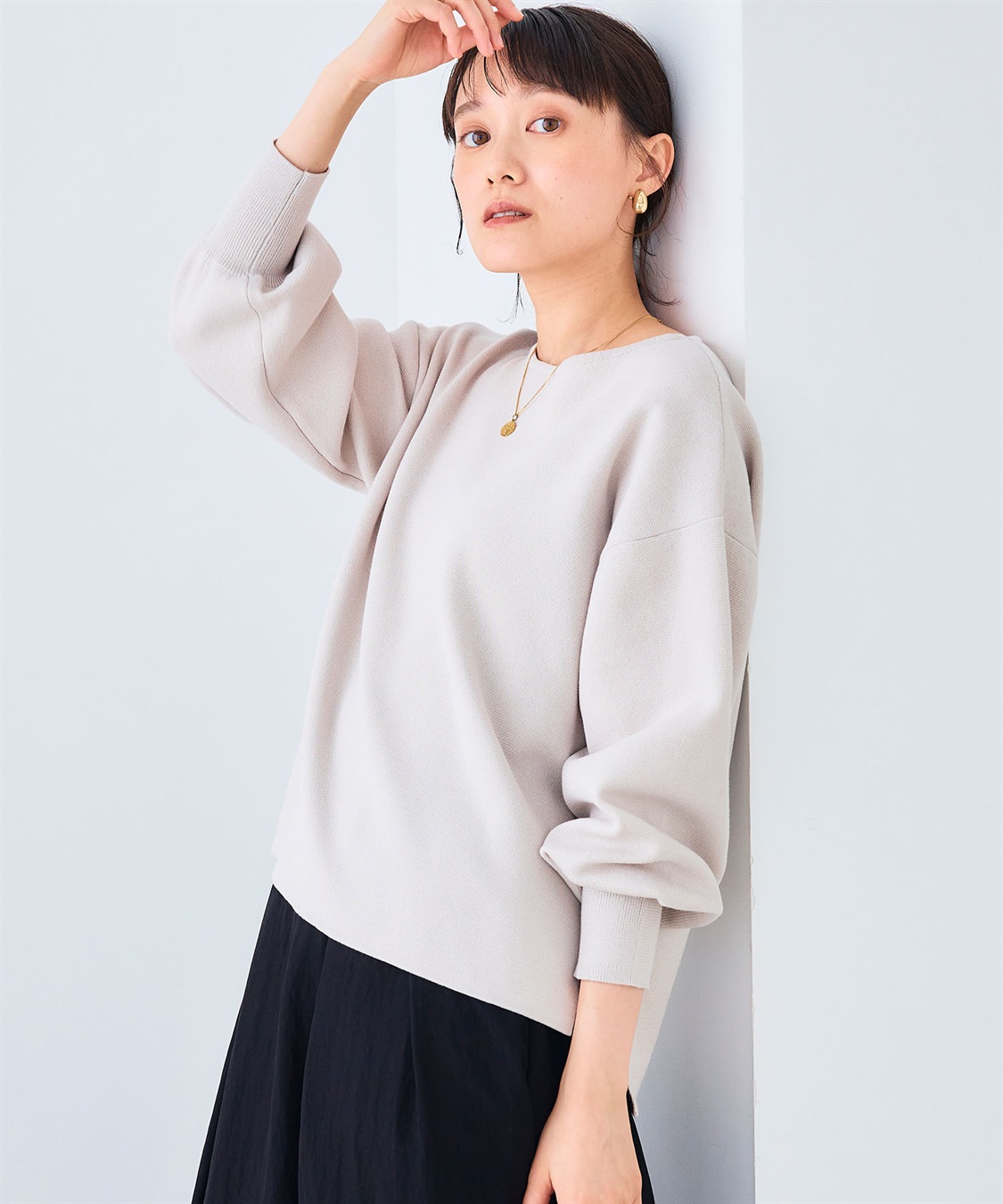 CROSS FUNCTION 《洗える》サマ美え スウェットライクバルーンスリーブニット_sub_4