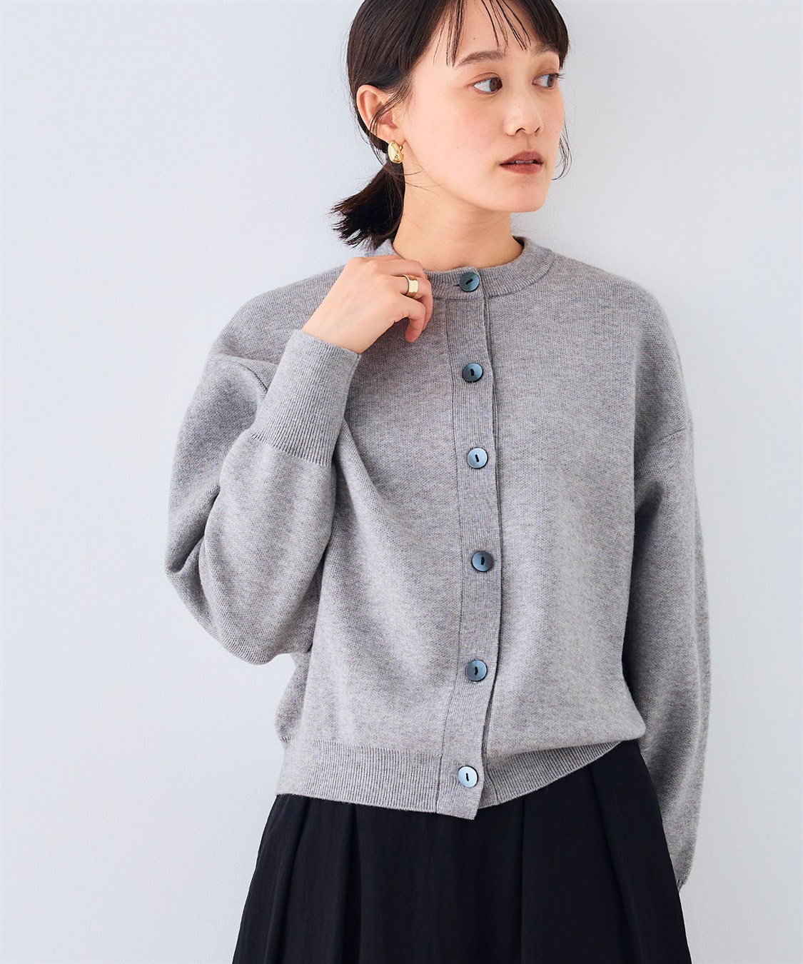 CROSS FUNCTION 《洗える》エブ楽 クルーネックニットカーディガン_sub_1