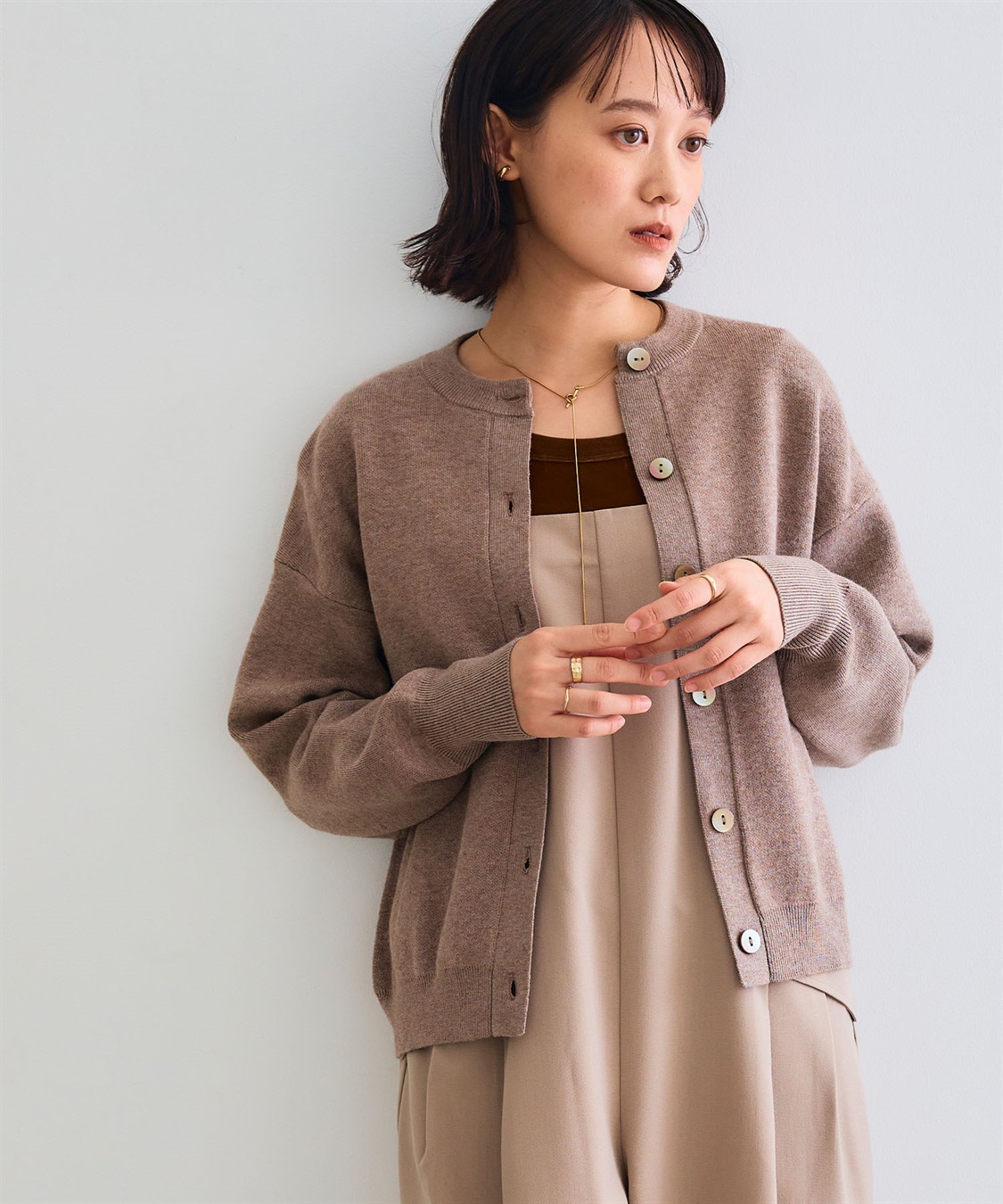 CROSS FUNCTION 《洗える》エブ楽 クルーネックニットカーディガン_sub_3