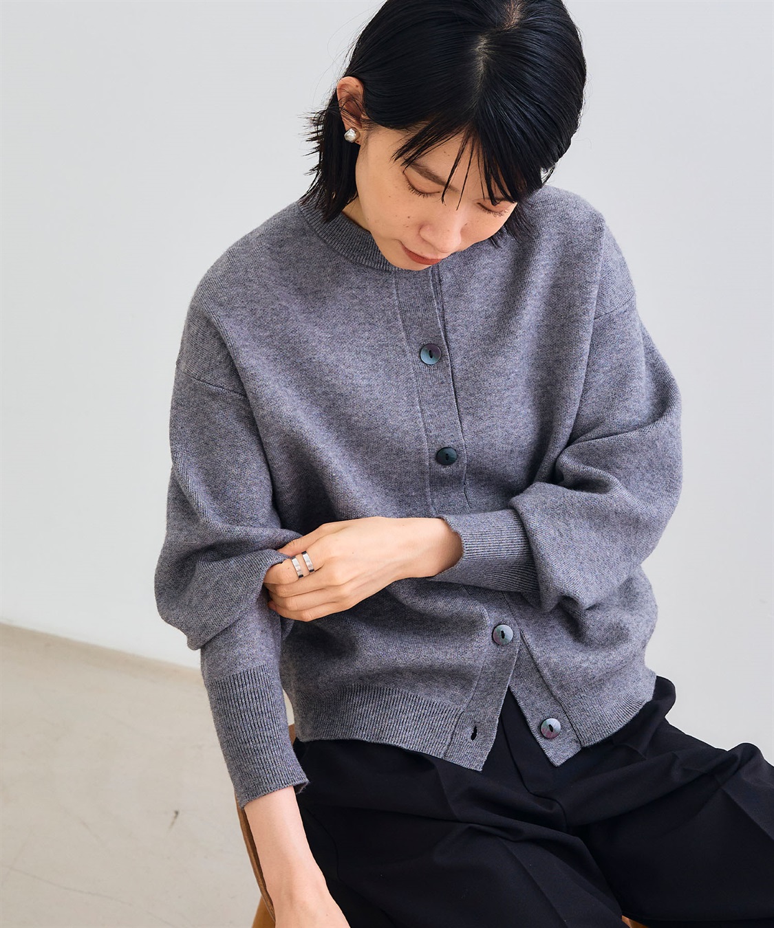 CROSS FUNCTION 《洗える》エブ楽 クルーネックニットカーディガン_sub_4