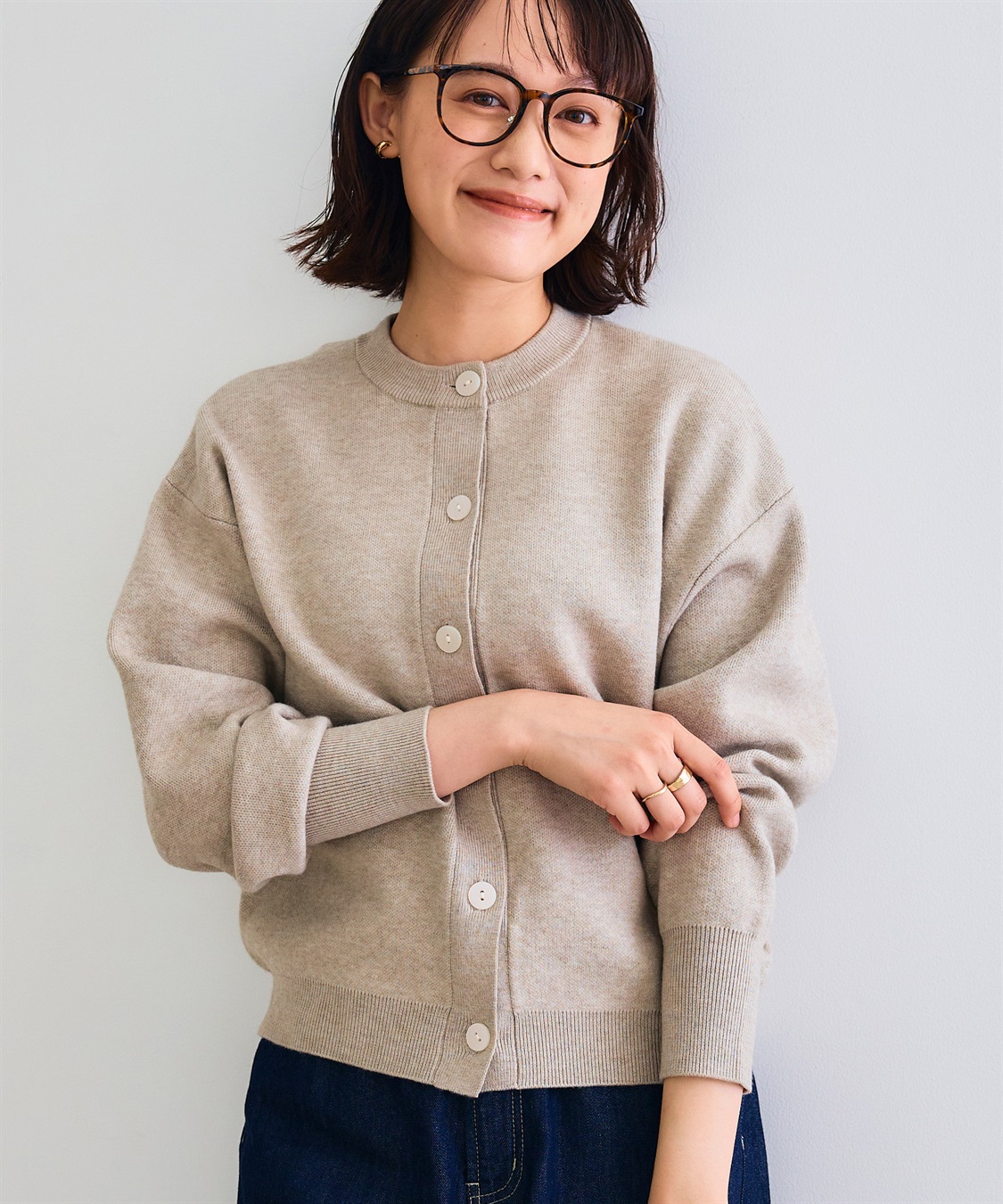 CROSS FUNCTION 《洗える》エブ楽 クルーネックニットカーディガン_sub_5