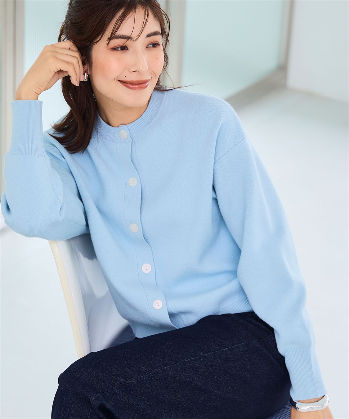 CROSS FUNCTION 《洗える》エブ楽 クルーネックニットカーディガン_sub_6