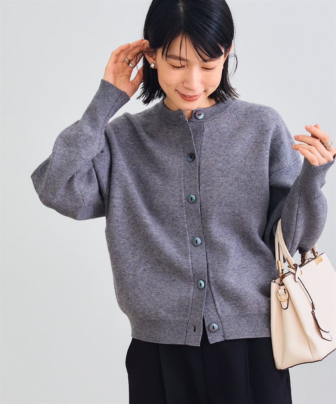 CROSS FUNCTION 《洗える》エブ楽 クルーネックニットカーディガン_sub_23